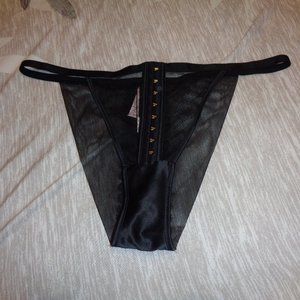 VICTORIA'S Secret Very Sexy Brazilian Velvet Trim Black Panties Size XL